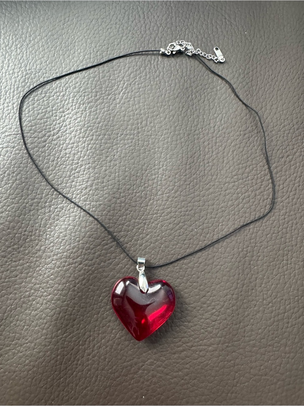 Y2k Red Heart Glass Pendant Necklace - Women's Jewelry